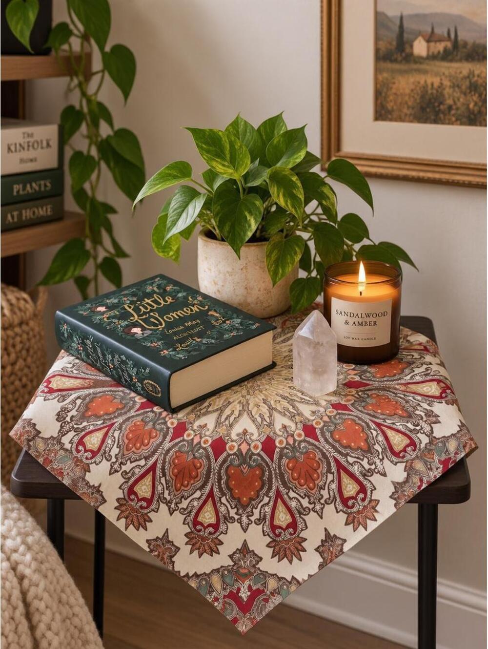 Pottery Barn Caroline Paisley 20” Table Topper/Napkin Cotton Linen